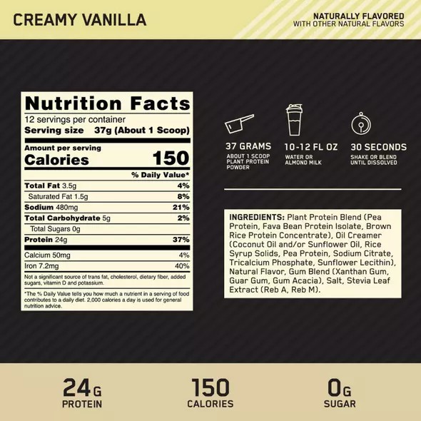 Optimum Nutrition GOLD STANDARD® 100% Plant Creamy Vanilla 1.63 lb - Notify me Polska | 823059KQV